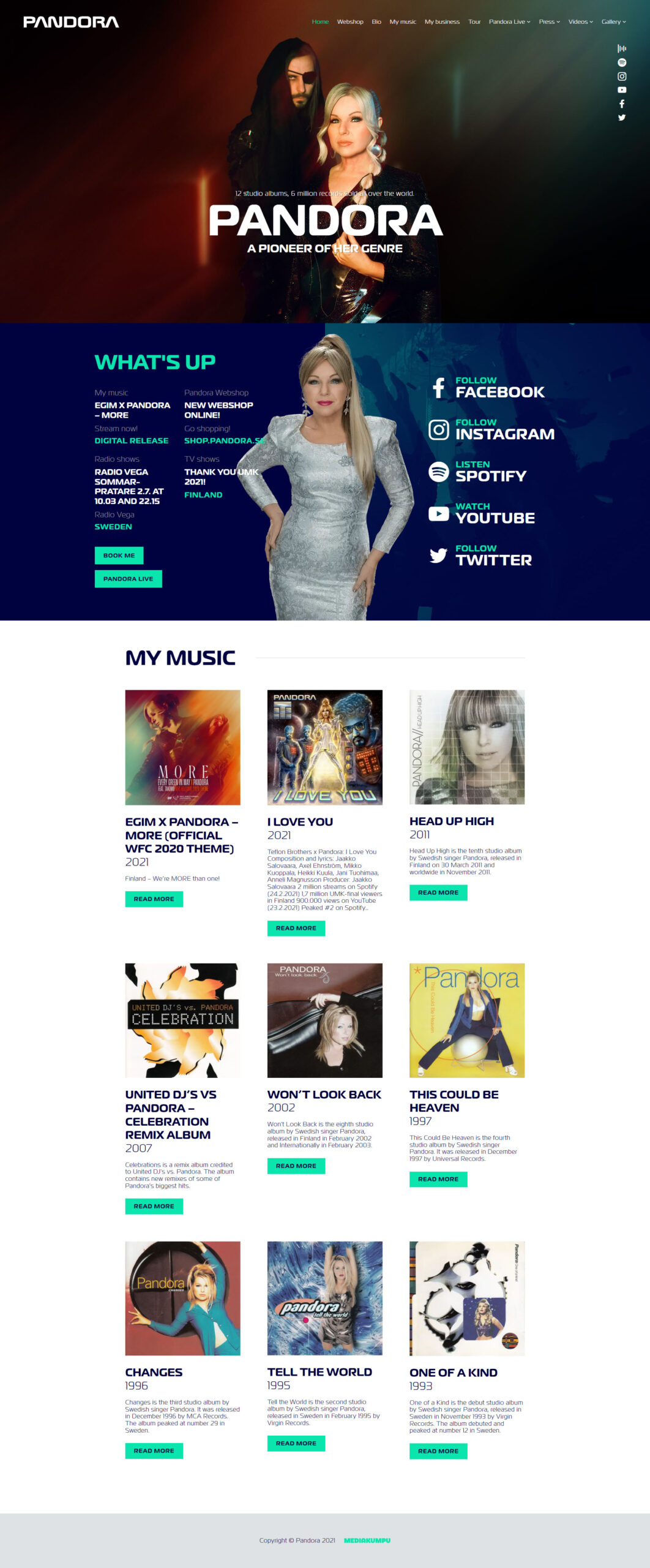 Pandora website, Pandoran kotisivut - Mediakumpu