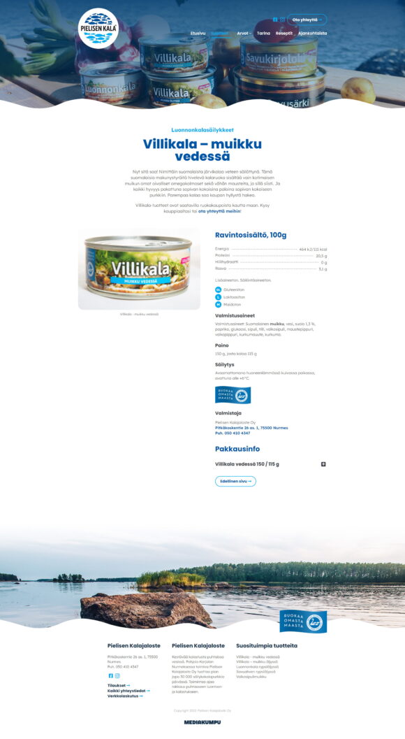 WordPress-kotisivut yritykselle | Pielisen kala ja Mediakumpu - Tuotekortti