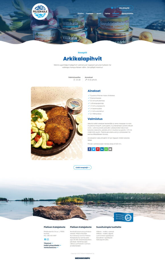 WordPress-kotisivut yritykselle | Pielisen kala ja Mediakumpu - Reseptit