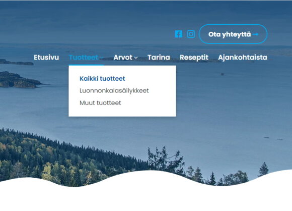 WordPress-kotisivut yritykselle | Pielisen kala ja Mediakumpu - Pudotusvalikko