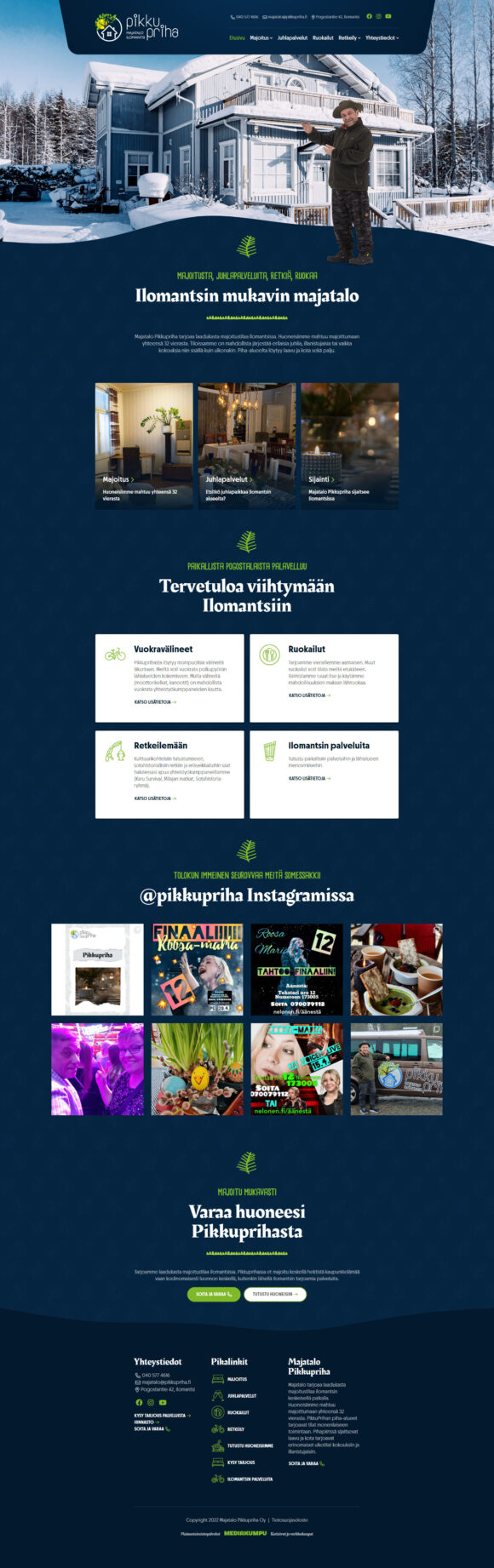 Kotisivut yrityksille ja yhteisöille Mediakummusta: Majatalo Pikkupriha Ilomantsissa