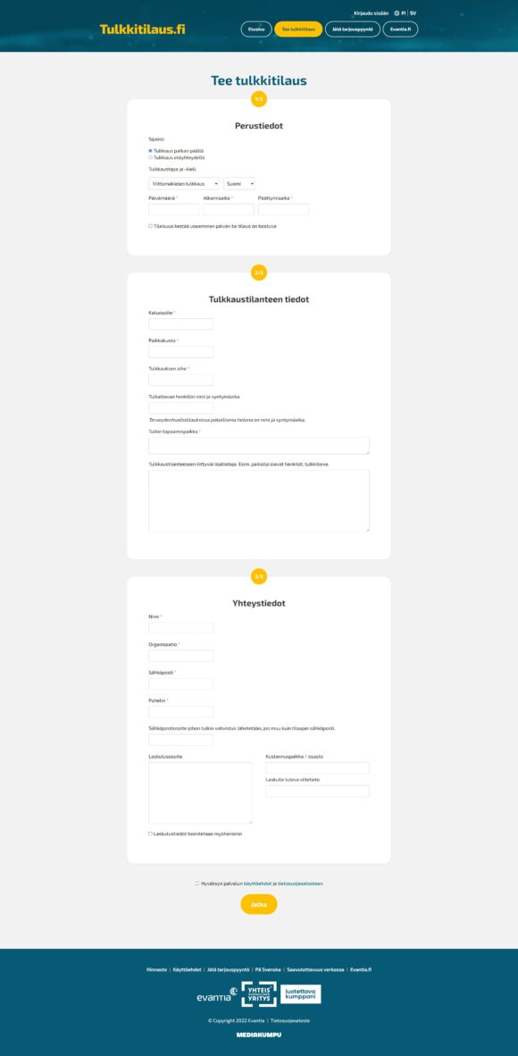Mediakumpu WordPress-sivut yrityksille: Evantia ja Tulkkitilaus