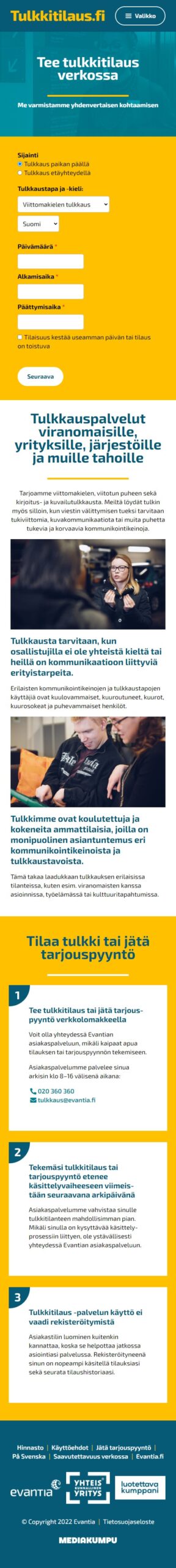Mediakumpu WordPress-sivut yrityksille: Evantia ja Saavutettavuusverkossa