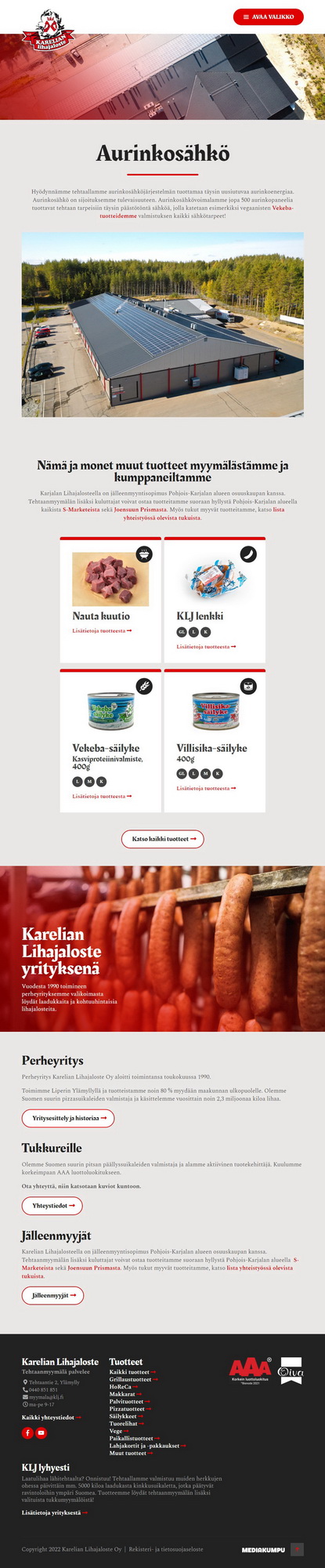 Mediakumpu WordPress-kotisivut Joensuu | karelianlihajaloste.fi sivusto, aurinkosähkö