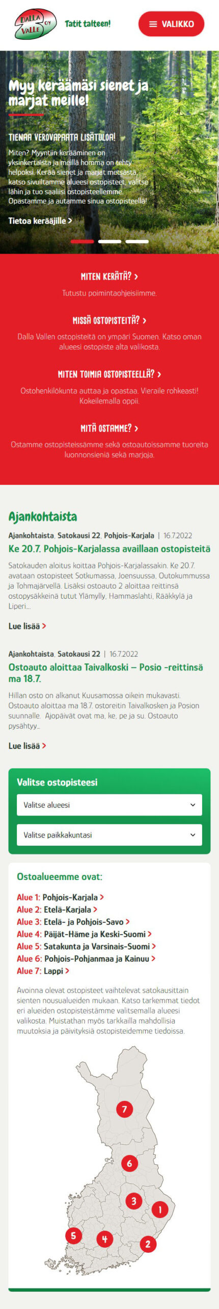 Dalla Valle kotisivut, mobiilinäkymä - Mediakumpu Oy