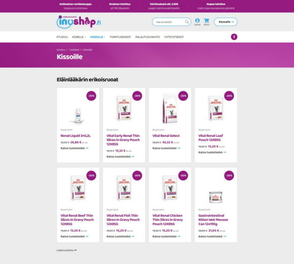 InuShop verkkokauppa, Lemmikkitarvikkeet ja ruoat - Mediakumpu Oy verkkokaupat ja kotisivut yrityksille