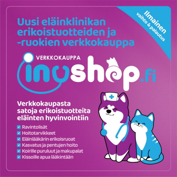 Mainossuunnittelua, InuVet ja InuShop - Mediakumpu Oy graafista suunnittelua