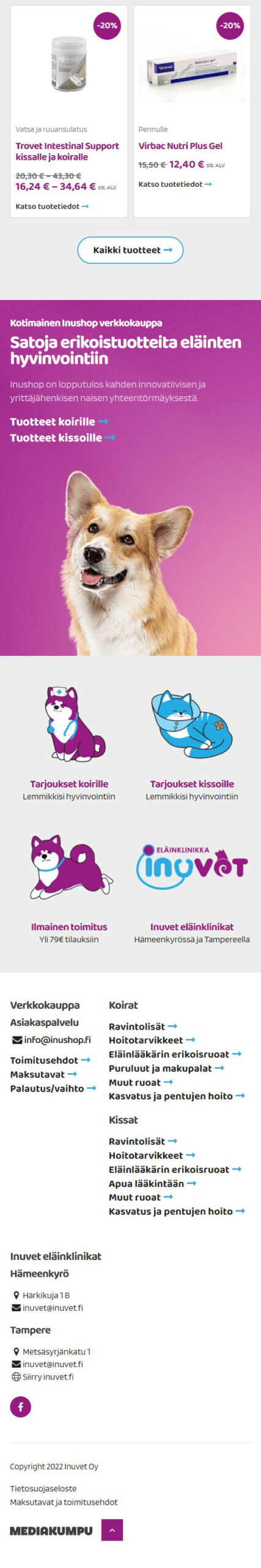 InuShop WooCommerce verkkokauppa, Mediakumpu Oy