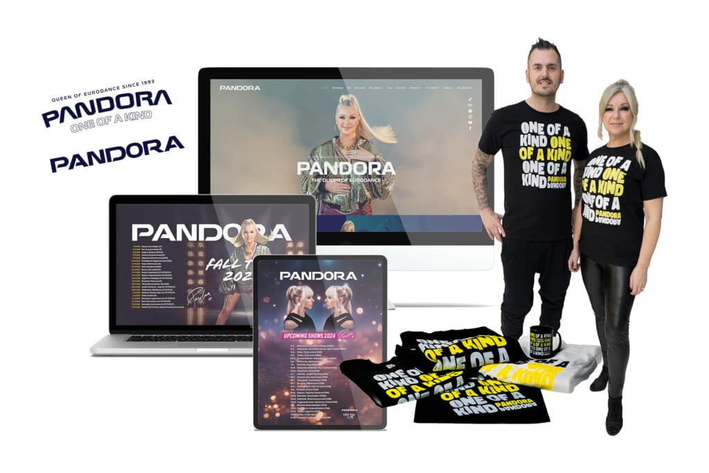 Pandora – Artistin koti&shy;sivut, verkko&shy;kauppa ja graafinen ilme