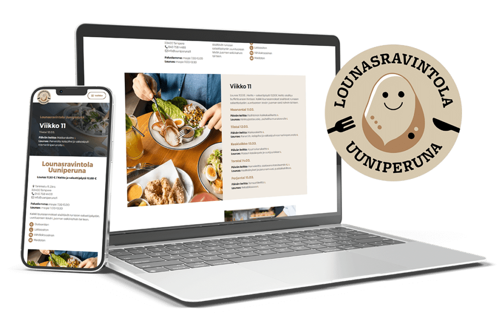 Lounasravintola Uuniperuna – Ravintolan kotisivut ja brändi-ilme